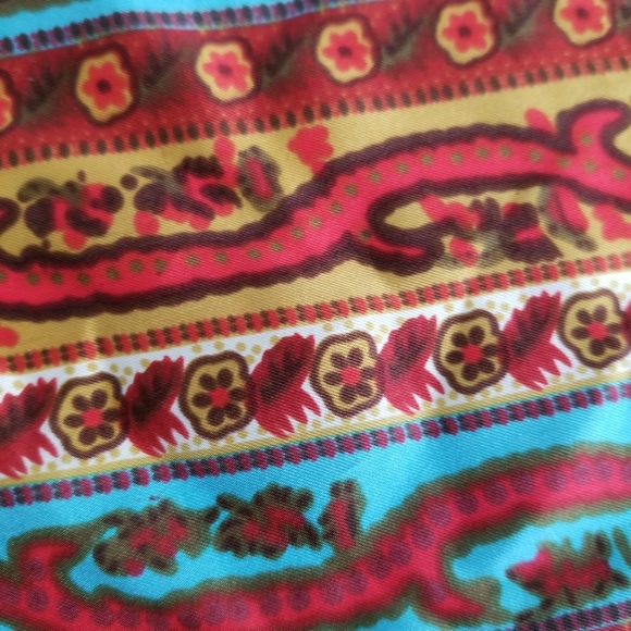 The Limited Silk Scarf Medallion Orange Turquoise Brown Cream Gold NWT - Picture 4 of 8